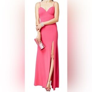 B. Darlin Pink Evening Gown, backless, slit